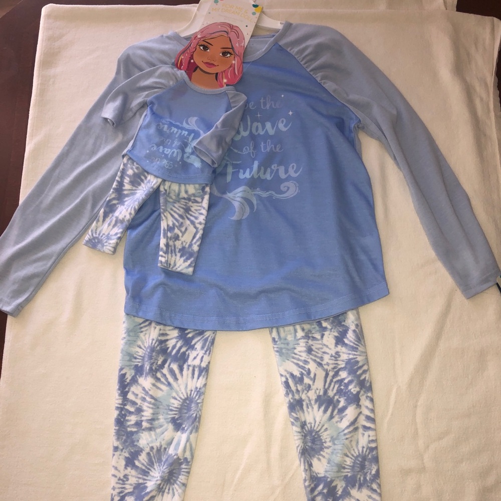 Saint Eve girl & doll matching pajamas size 10 American girl